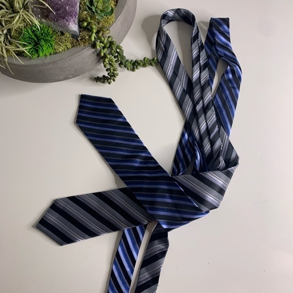 Men’s bundle neckties Stormy Skies Stripe blue Ties Professional Color block - Picture 5 of 5